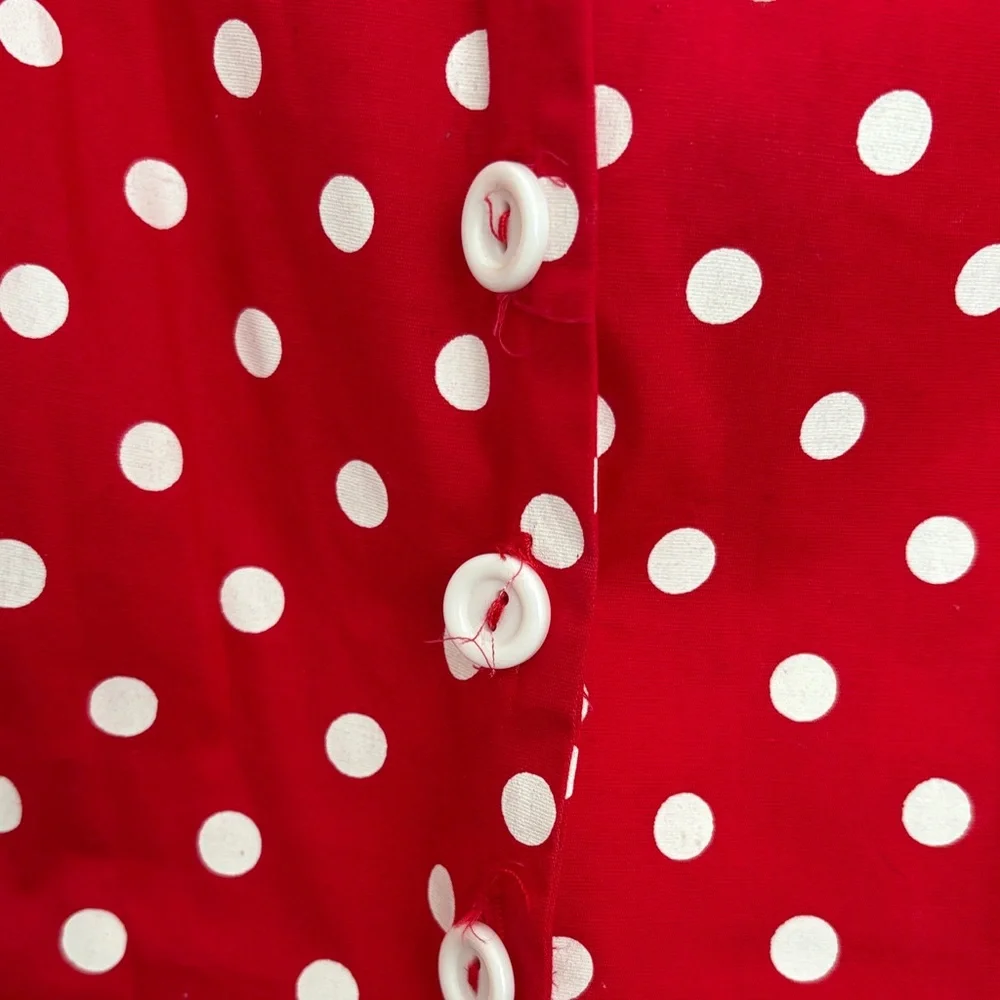 Sara Vibrant Red A-Line Skirt with Dots - Picture 4 of 10
